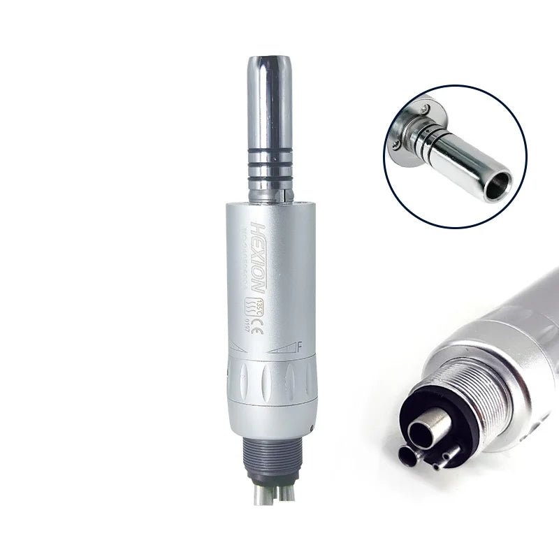 HEXION Dental Inner Slow Contra Angle  1:1 Ratio E-Tape Low Speed Handpiece Push Button Internal Water Spray 2/4 Holes Air Motor