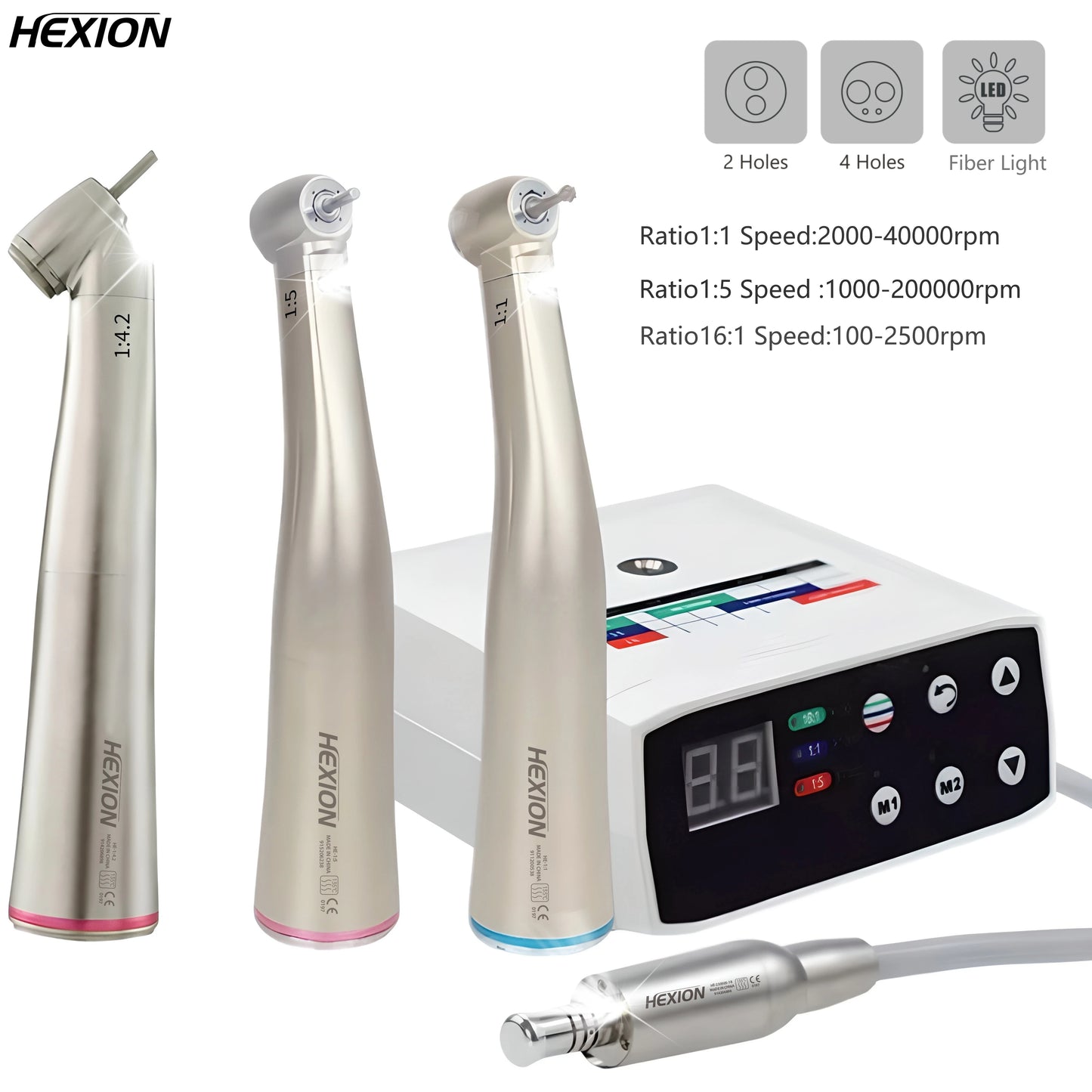 TOSI High Speed Fiber Optic With LED Headpiece Against Contra Angle 1:1/1:5/1:4.2 E-tape Push Button Dentistry Inner Handpieces