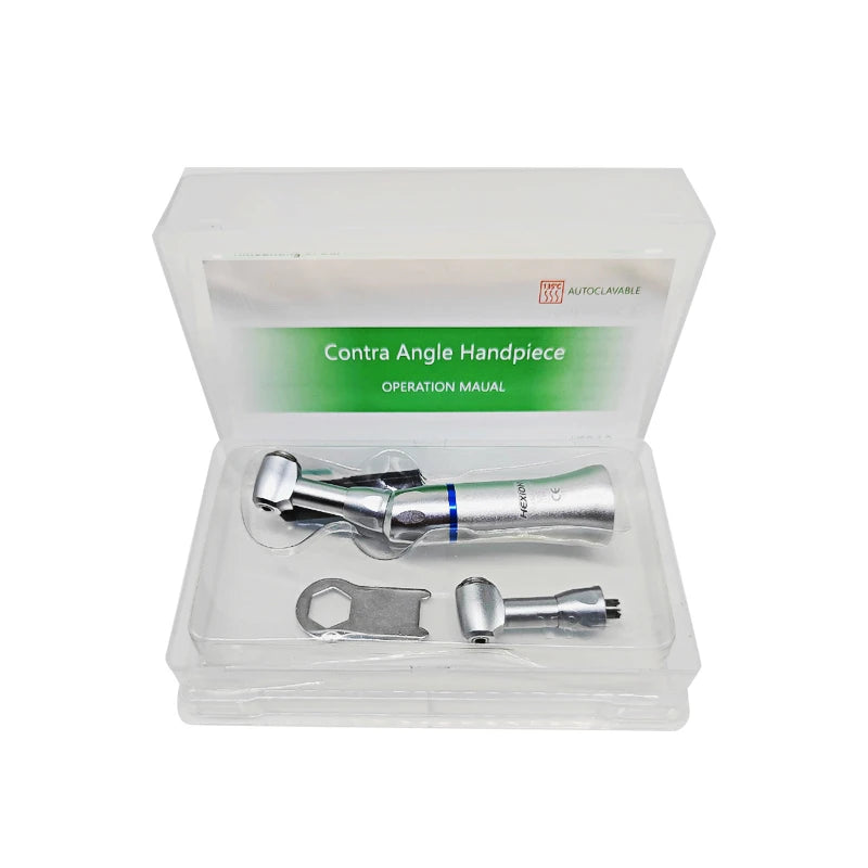 HEXION Dental Slow Speed Handpiece Contra Angle kit+ Handpiece Cartridge Push Button Low Noise Oil Contra Angle Handpiece Sets