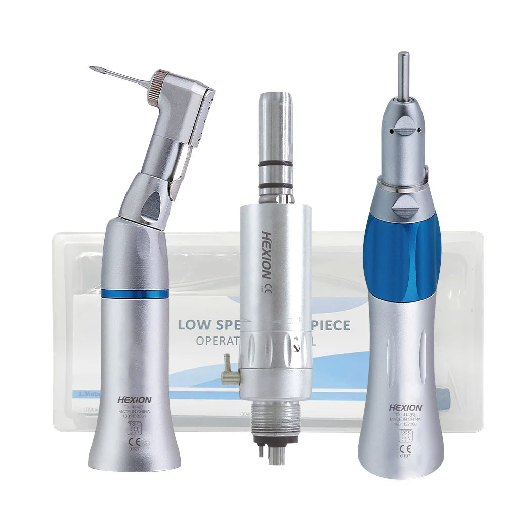 TOSI 3Pcs/Kit Low Speed Handpiece Kits, E-generator micromotor,Key Contra Angle, External Water Spray, 2 Holes 4Holes