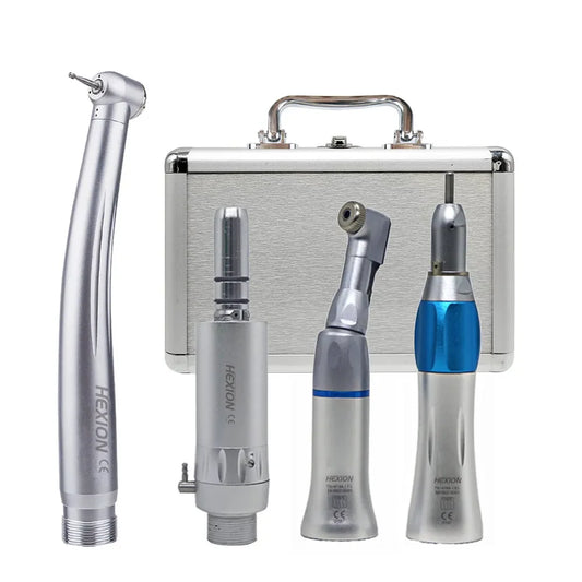 4Pcs/Kit LED Dental High Spped &Low Speed Handpiece kit With Metal Box E-generator,Torque Head, Push Button, 3 Water Spray Kits