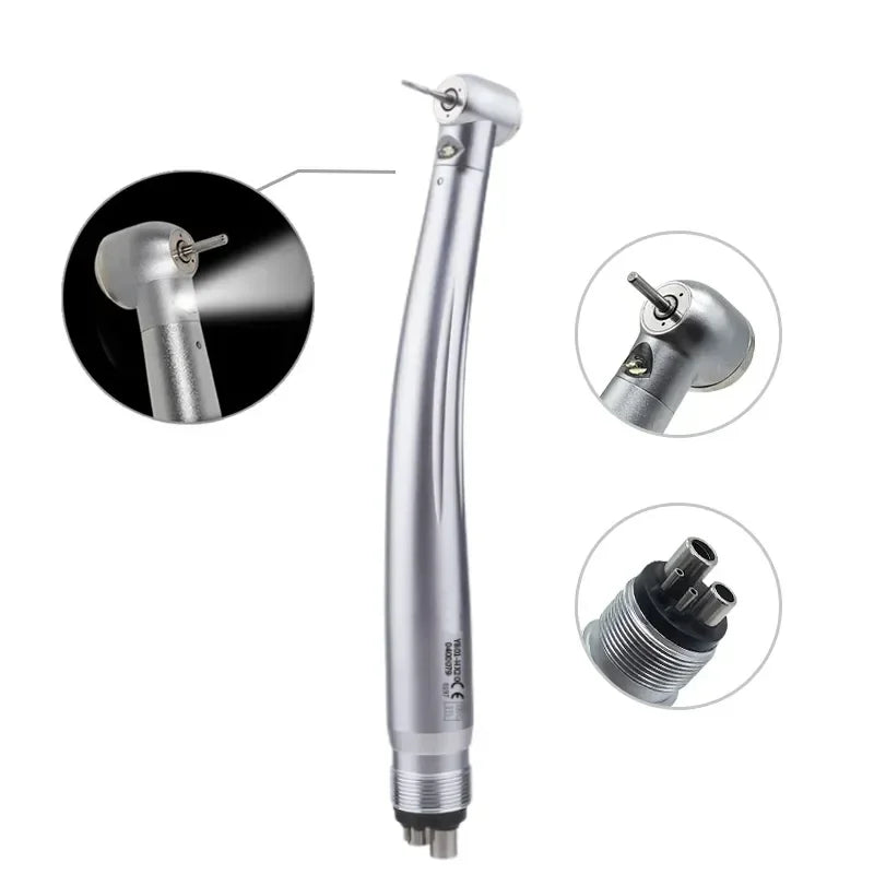 5Pcs/Kit N Tape LED High Speed Dental Handpiece Kits with Lights, E-generator,Torque Head, Push Button, 3 Water Spray, 2/4Holes