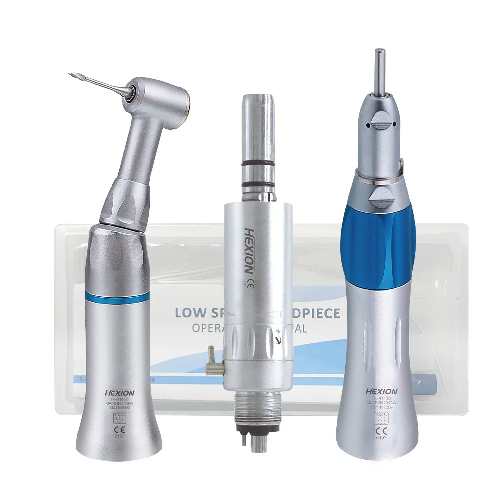 TOSI 3Pcs/Kit Low Speed Handpiece Kits, E-generator micromotor,Push Button Contra Angle, External Water Spray,2/ 4Holes