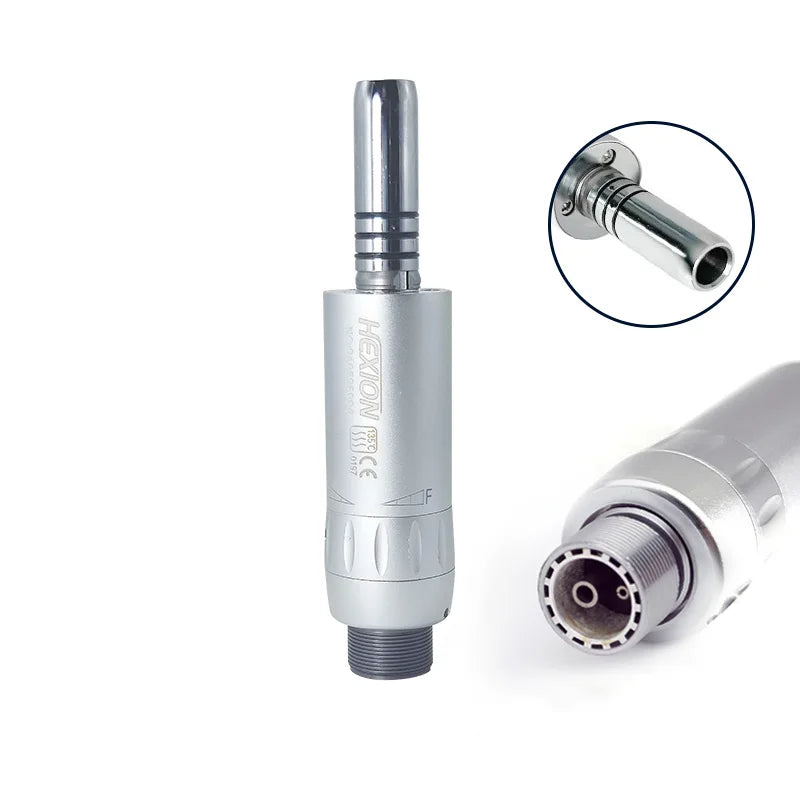 HEXION Dental Inner Slow Contra Angle  1:1 Ratio E-Tape Low Speed Handpiece Push Button Internal Water Spray 2/4 Holes Air Motor