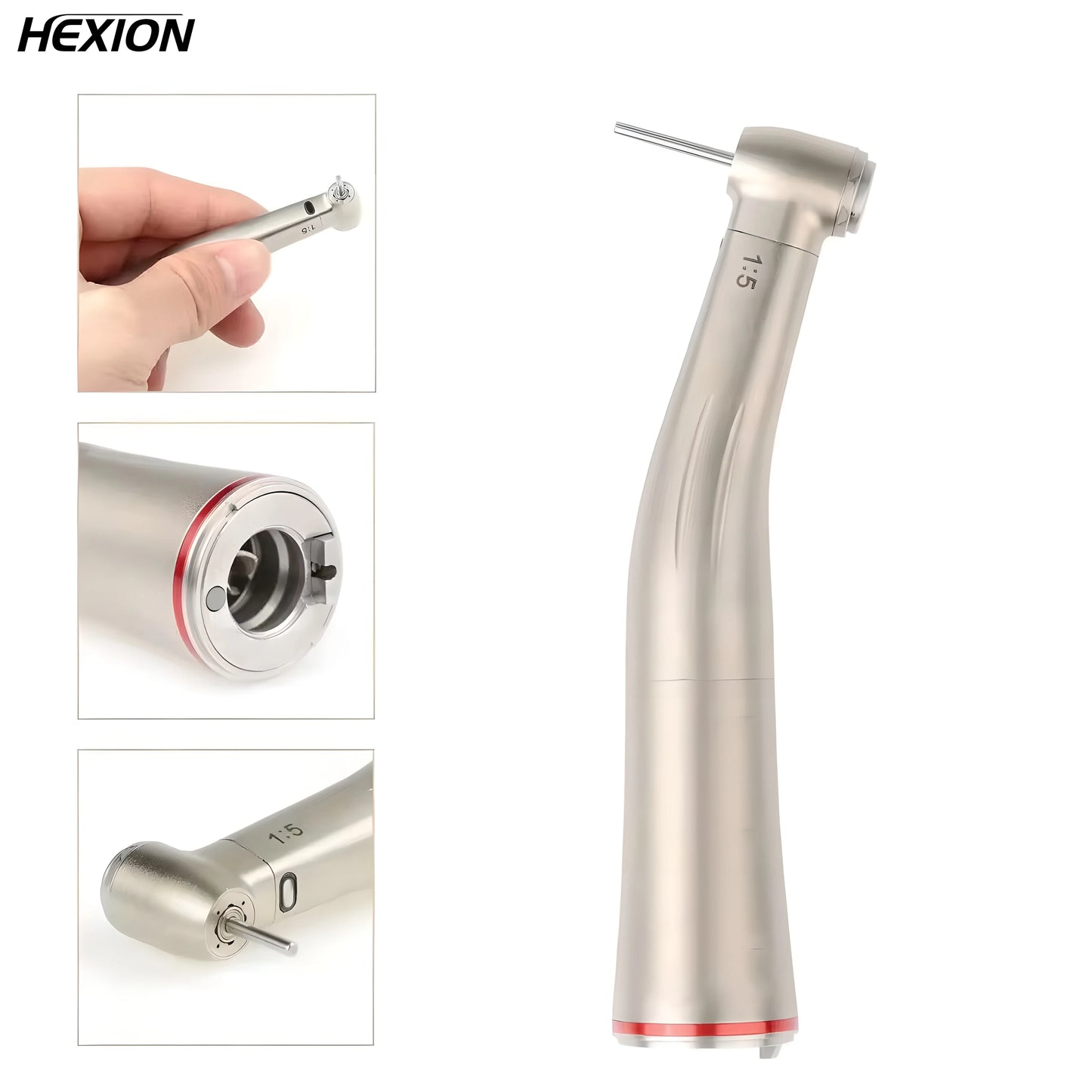 Hexion Fiber Optic LED 200000Rpm High Speed Headpiece Against Contra Angle1:5 E-tape Push Button Dentistry Handpieces Tool