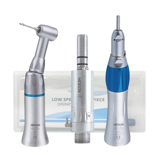 TOSI 3Pcs/Kit Low Speed Handpiece Kits, E-generator micromotor,Push Button Contra Angle, External Water Spray,2/ 4Holes