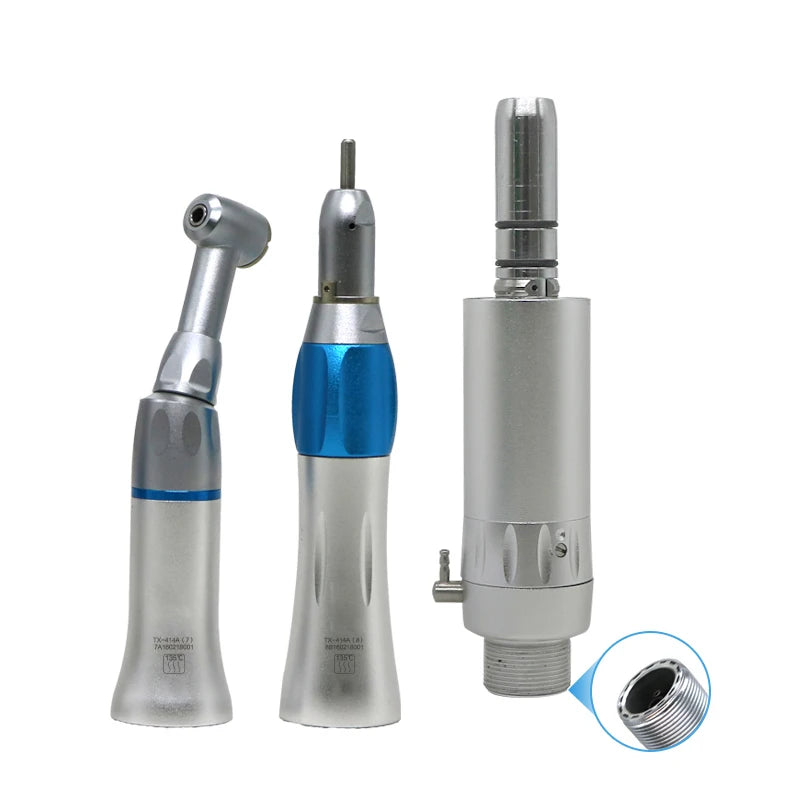 TOSI 3Pcs/Kit Low Speed Handpiece Kits, E-generator micromotor,Push Button Contra Angle, External Water Spray,2/ 4Holes