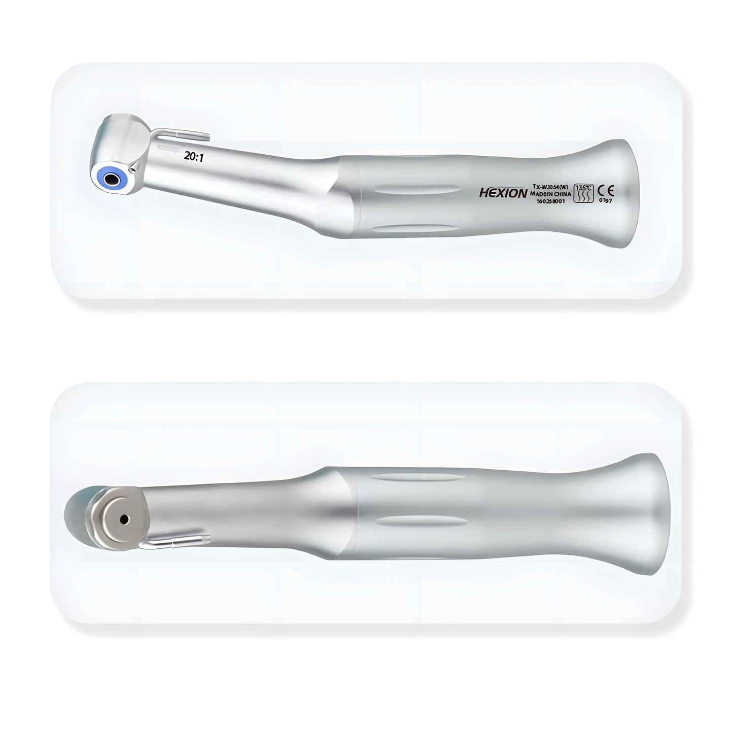 HEXION 20:1 Dental Implant Handpiece Push ButtonLow Speed Reduction E-Type Connector Contra Angle Handpiece Torque 80Ncm